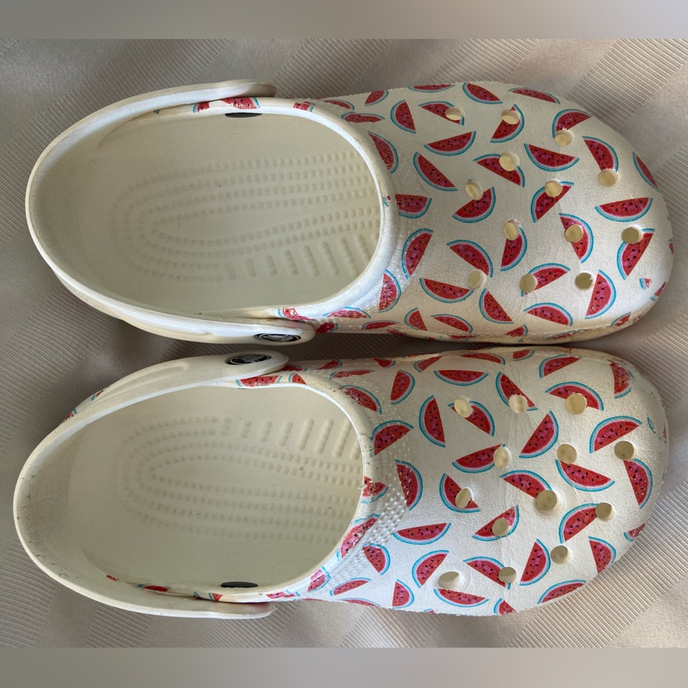 CROCS- White with Watermelon Design- Women’s Size 4